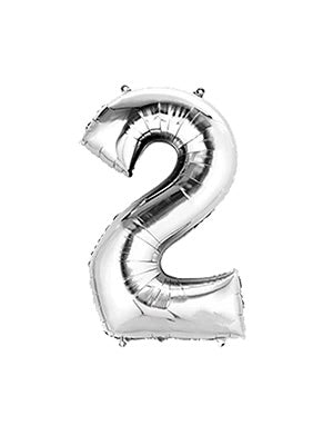 Silver Birthday Balloon Numbers - tanella flowers
