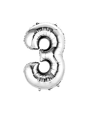 Silver Birthday Balloon Numbers - tanella flowers