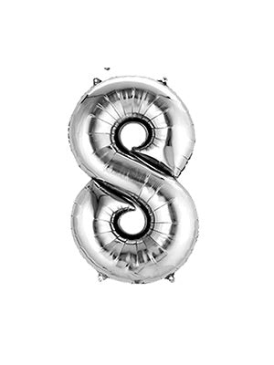 Silver Birthday Balloon Numbers - tanella flowers