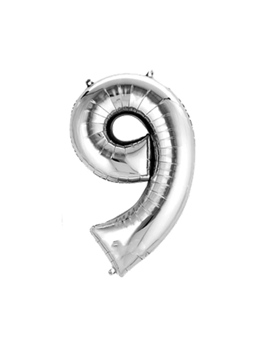 Silver Birthday Balloon Numbers - tanella flowers