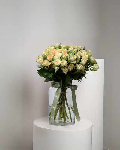 Cream Baikal Spray Roses Vase - tanella flowers 