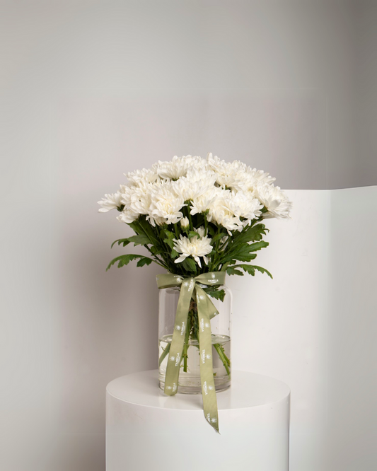 Crysanthemum Spray White Vase - tanella flowers 